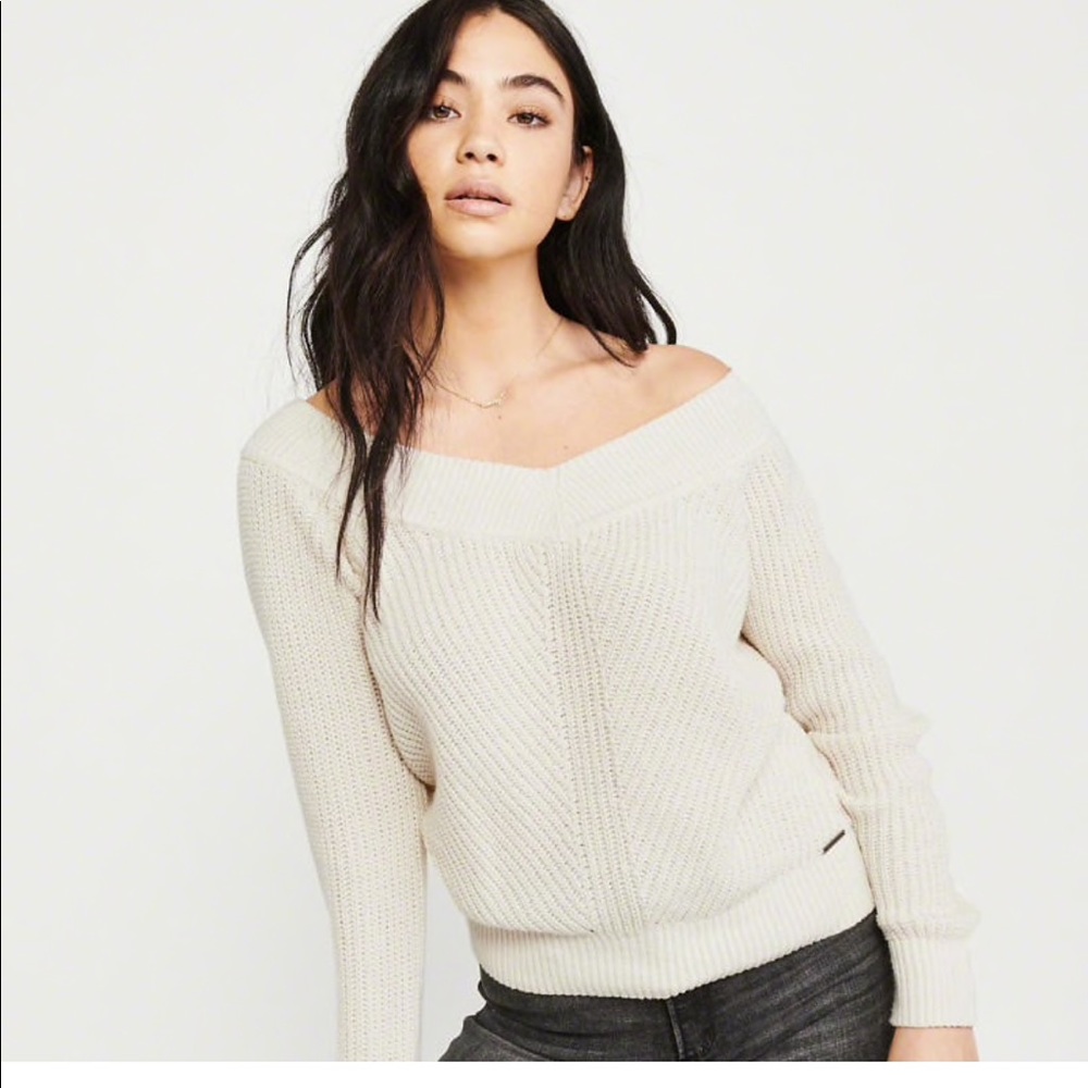 THE A&F OFF-THE-SHOULDER SWEATER